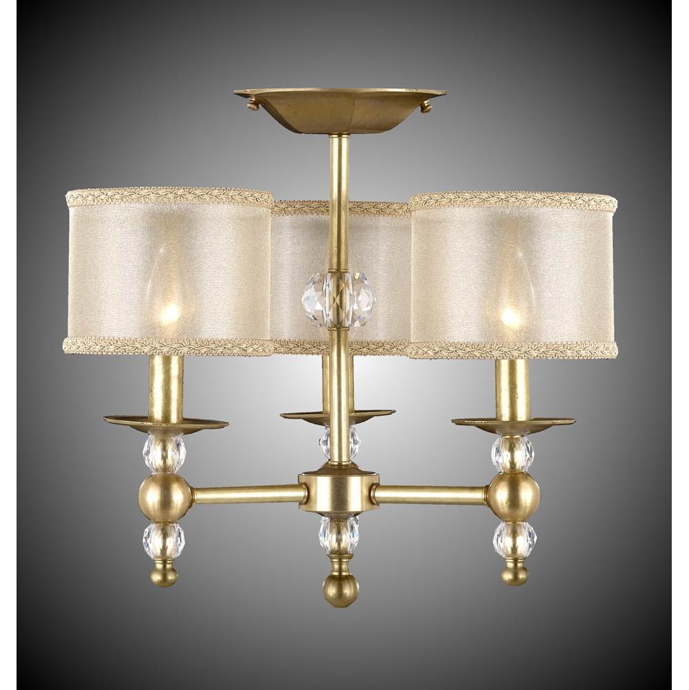 American Brass And Crystal 3 Light Magro Stem Flush Mount with Shades