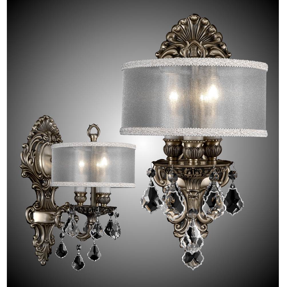 American Brass And Crystal 3 Light Shaded Wall Sconce