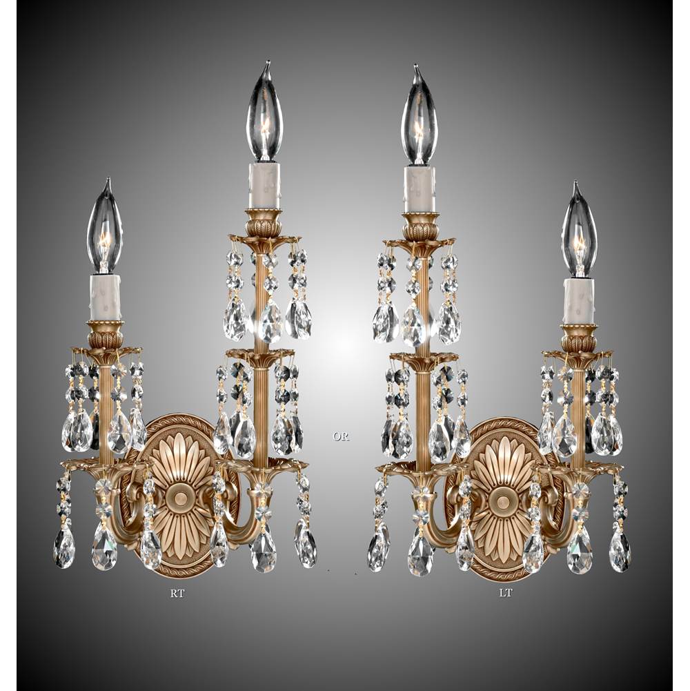 American Brass And Crystal 2 Light Right Facing Stem Wall Sconce