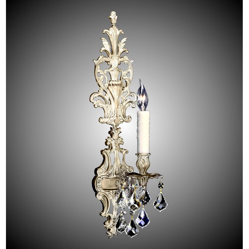 American Brass And Crystal 1 Light Filigree Extended Top Wall Sconce