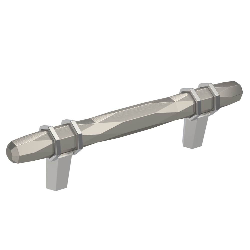 Amerock London 3-3/4 in (96 mm) Center-to-Center Satin Nickel/Polished Chrome Cabinet Pull