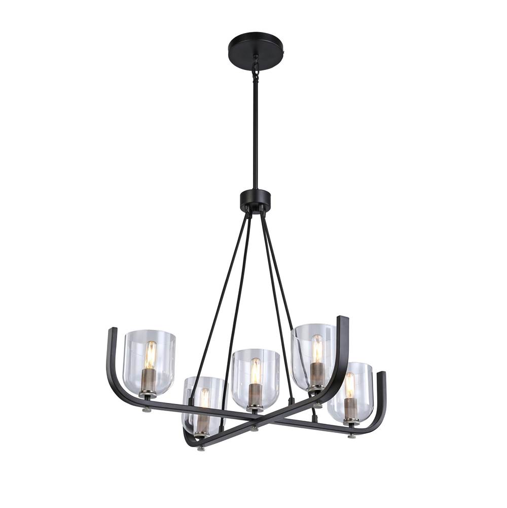 Artcraft Cheshire Collection 5-Light Chandelier, Black and Nickel