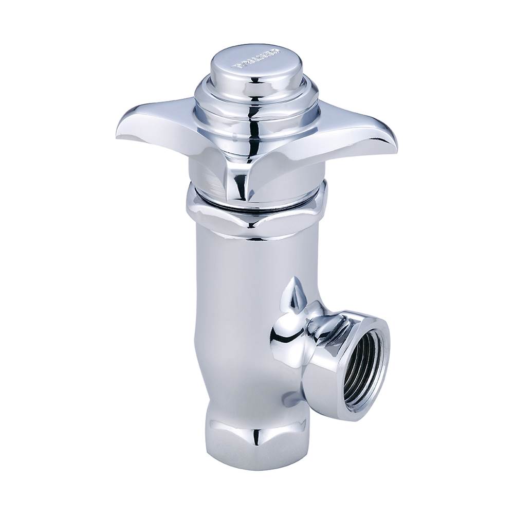 Central Brass Selfclose-Angle Stop 4-Arm Hdl 3/8'' Inline-Pc