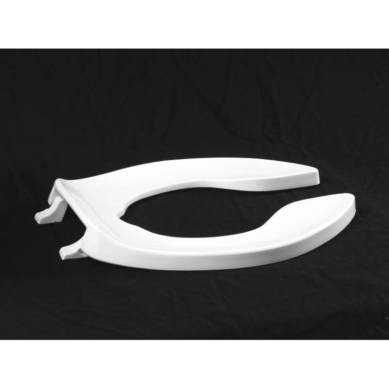 Centoco Luxury Plastic Toilet Seat, Open Front Less Cover, White, Elongated Bowl with FAST-N-LOCK Technology