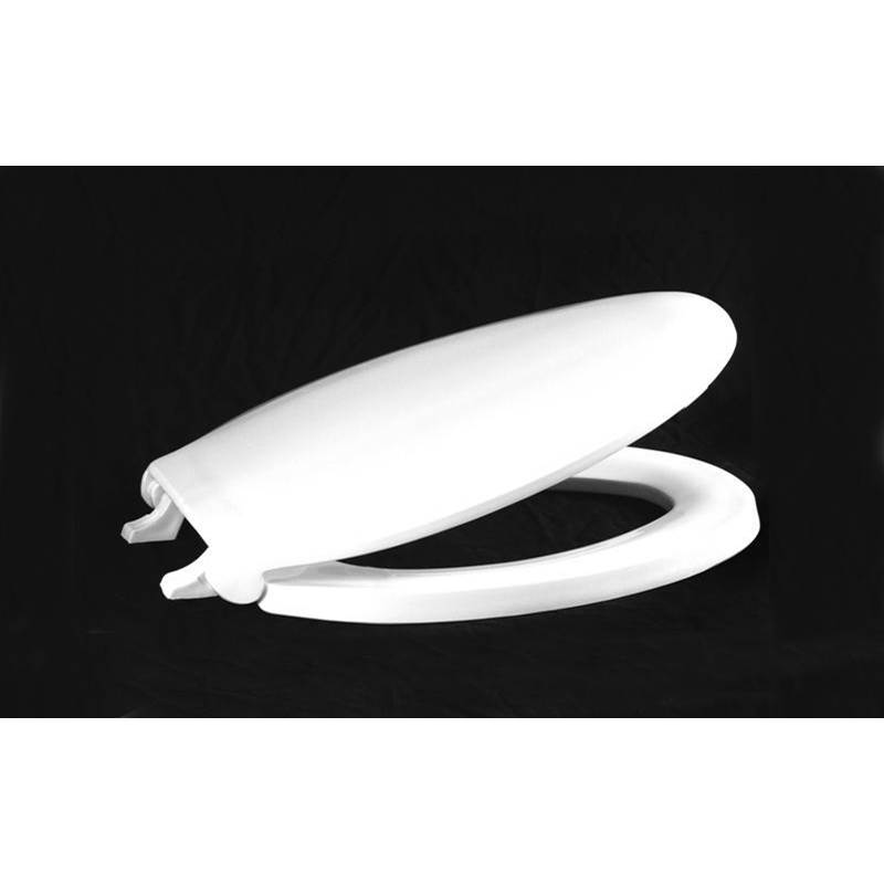 Centoco Luxury Plastic Toilet Seat, Closed Front With Cover, White, Elongated Bowl with FAST-N-LOCK Technology