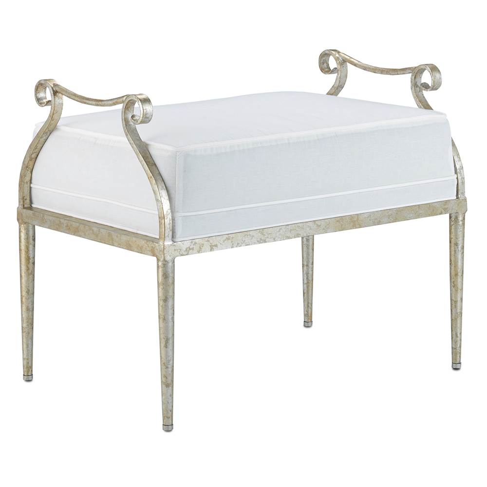 Currey And Company Genevieve Muslin Silver Ottoman