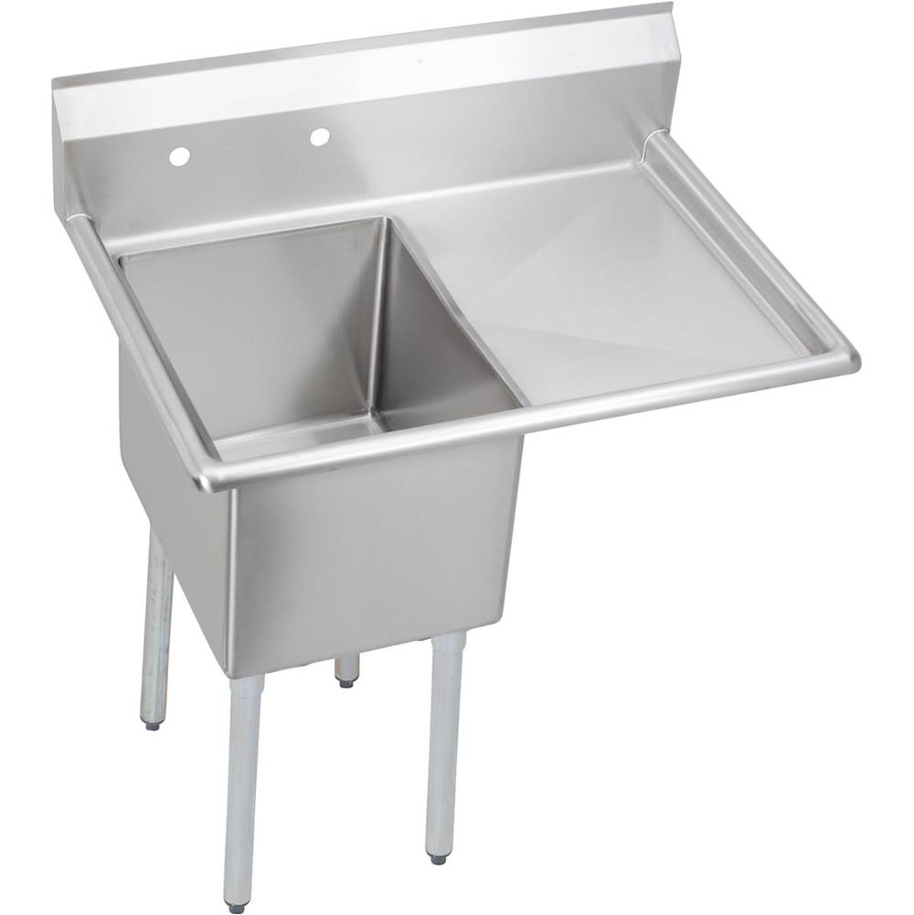 Elkay Dependabilt Stainless Steel 36-1/2'' x 25-13/16'' x 43-3/4'' 18 Gauge One Compartment Sink w/ 18'' Right Drainboard and Stainless Steel Legs