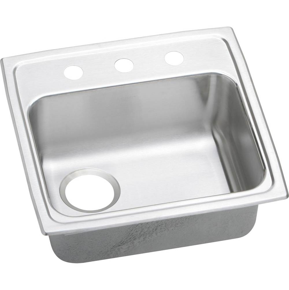 Elkay Lustertone Classic Stainless Steel 19'' x 18'' x 5-1/2'', 3-Hole Single Bowl Drop-in ADA Sink with Quick-clip and Left Drain