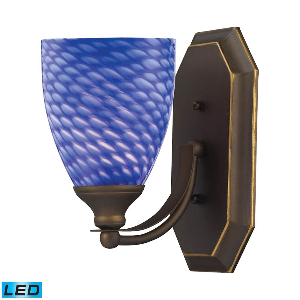 Elk Lighting Mix-N-Match Vanity 1-Light Wall Lamp in Aged Bronze with Sapphire Glass - Includes LED Bulb
