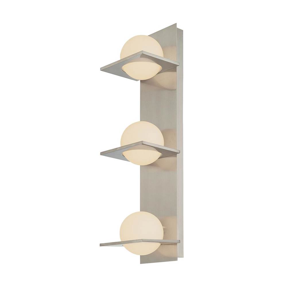 Elk Lighting Orbit Triple Lamp Vertical Vanity With White Opal Round Glass and Msn Finish