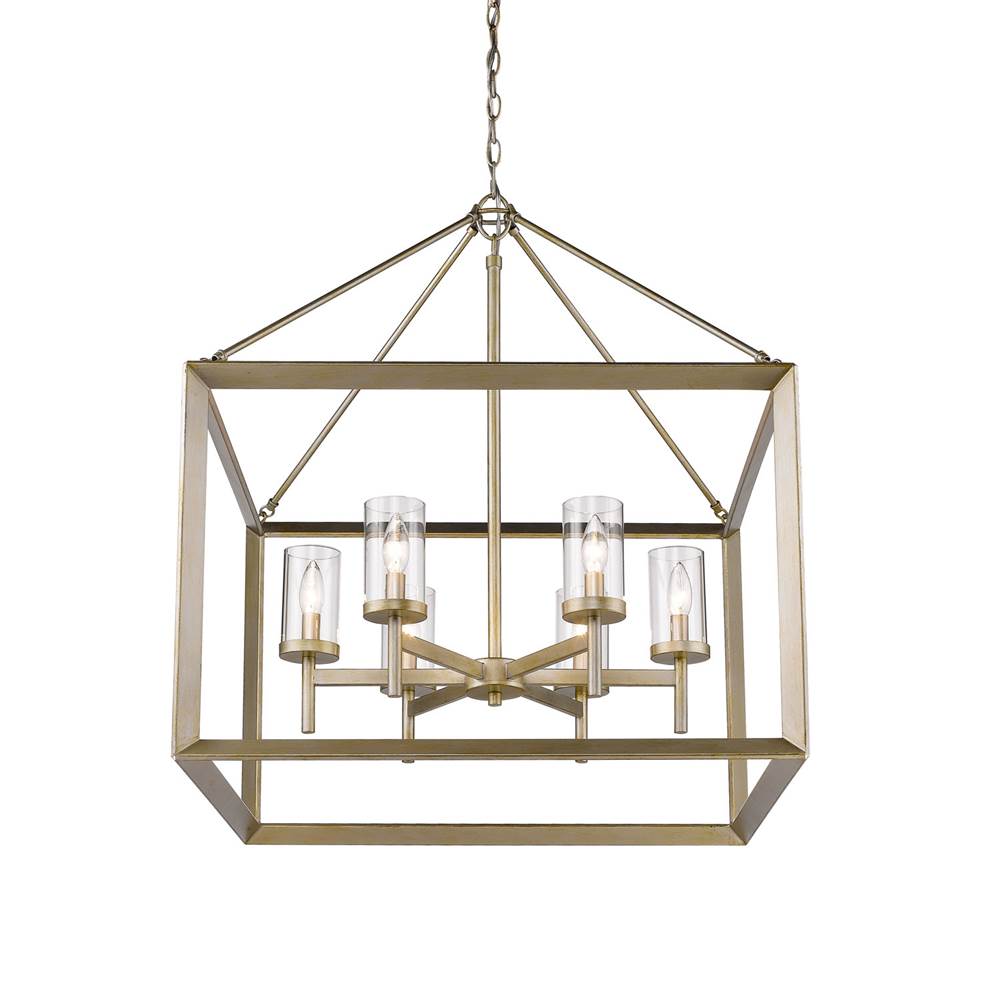 Golden Lighting Smyth 6 Light Chandelier in White Gold with Clear Glass