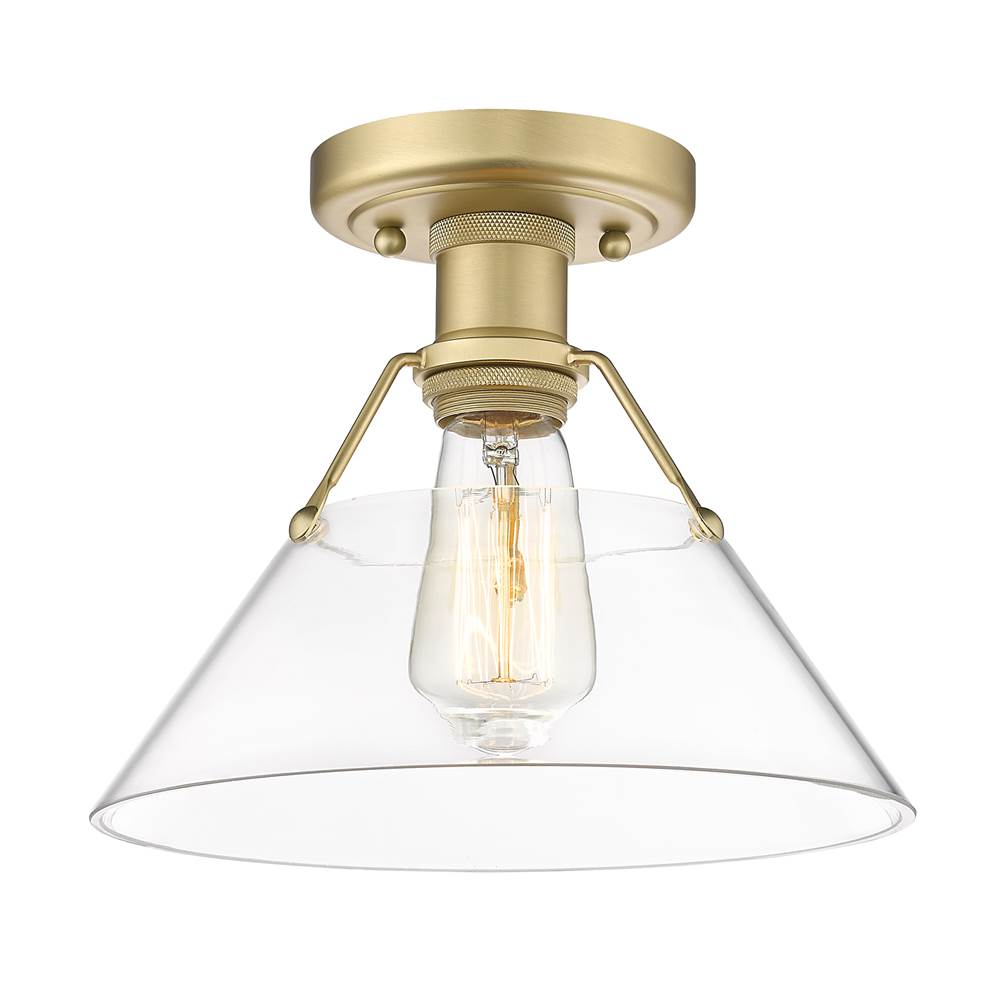 Golden Lighting Orwell BCB Flushmount in Brushed Champagne Bronze with Clear Glass Shade