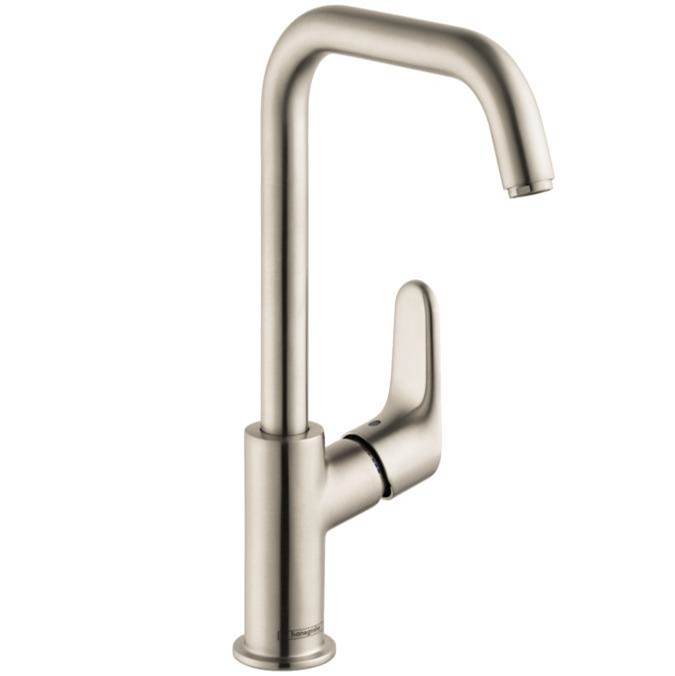 Hansgrohe Focus Single-Hole Faucet 240 with Swivel Spout and Pop-Up Drain, 1.2 GPM in Brushed Nickel