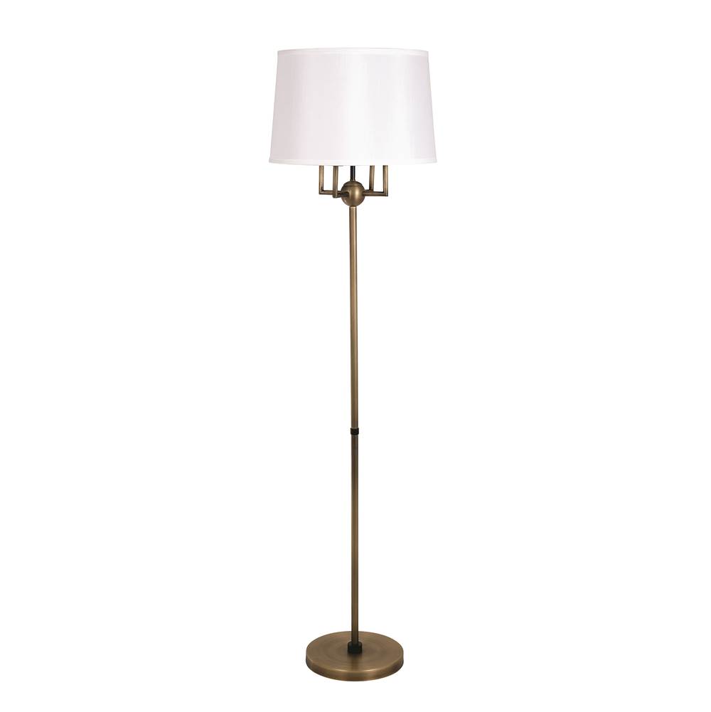 House Of Troy Alpine 4 Light Cluster Antique Brass/Black Floor Lamp With White Silk Softback Shade