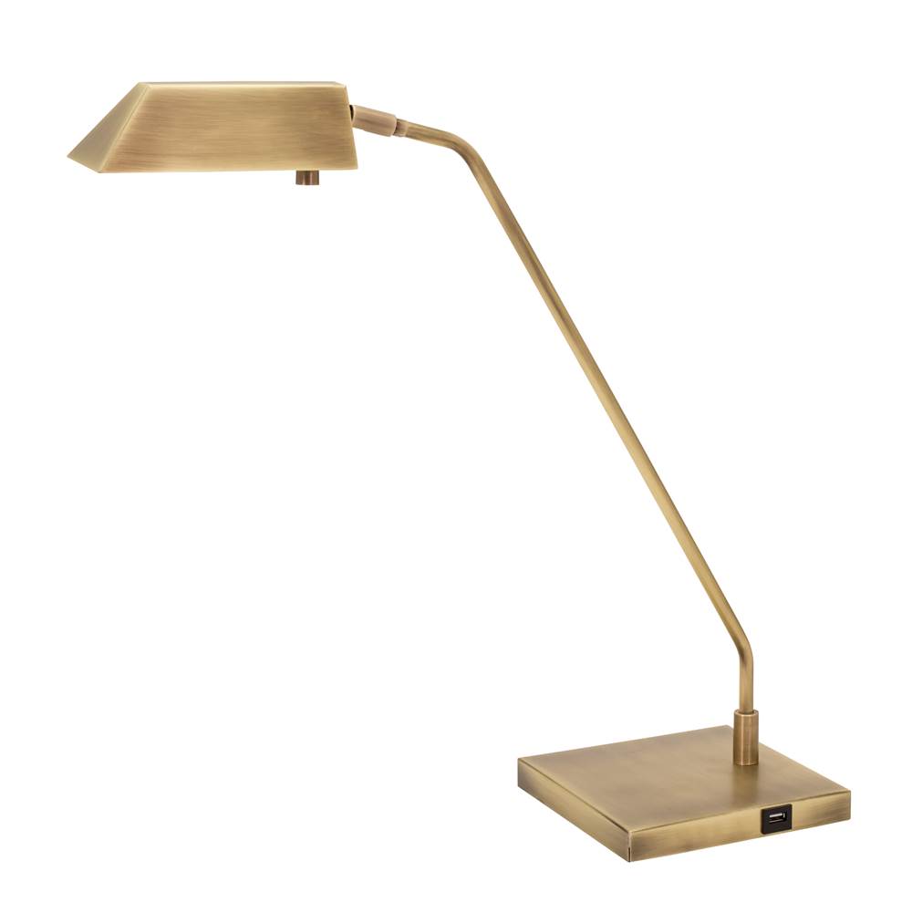 House Of Troy Newbury Table Lamp in Antique Brass with USB Port