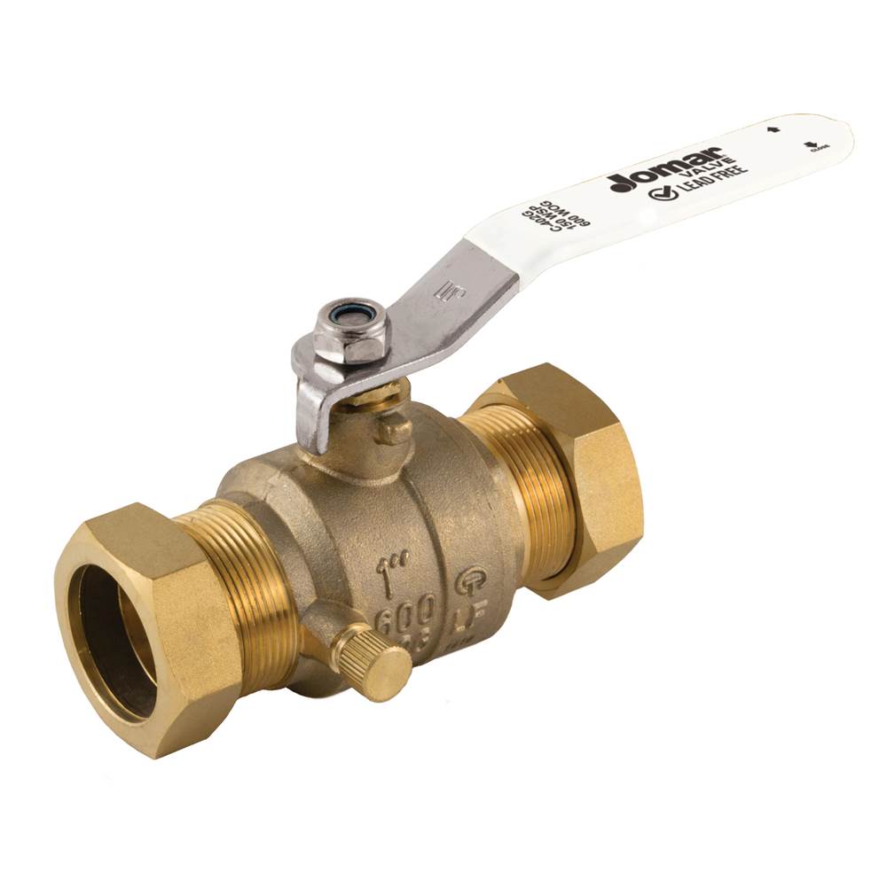 Jomar International LTD Full Port, 2 Piece, Compression Connection, 600 Wog, Stainless Steel Ball And Stem With Drain 1''