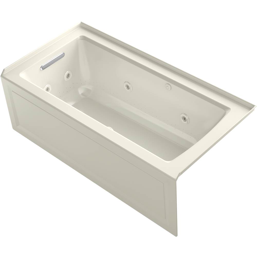 Kohler Archer® 60'' x 30'' integral apron Heated BubbleMassage™ air bath and whirlpool with left-hand drain
