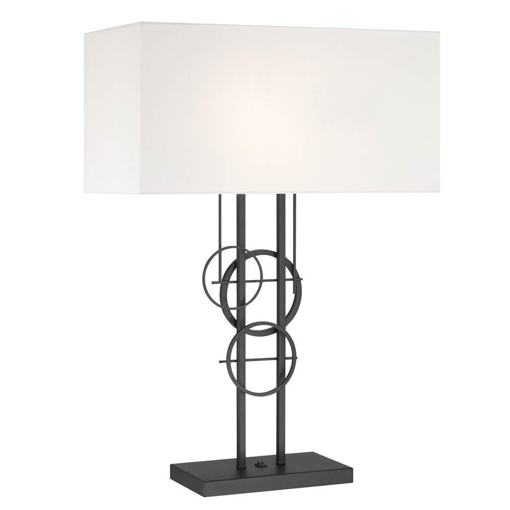 George Kovacs Tempo 2-Light Sand Coal Table Lamp with White Linen Shade