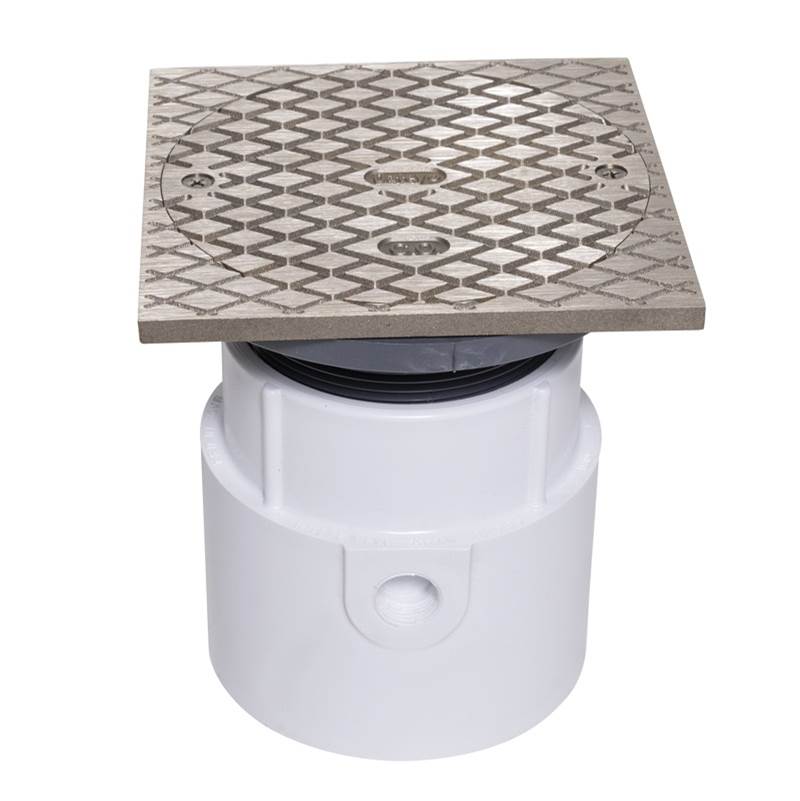 Oatey 4 In. Adjustable Pvc Cleanout W/Nickel Cover & Square Ring