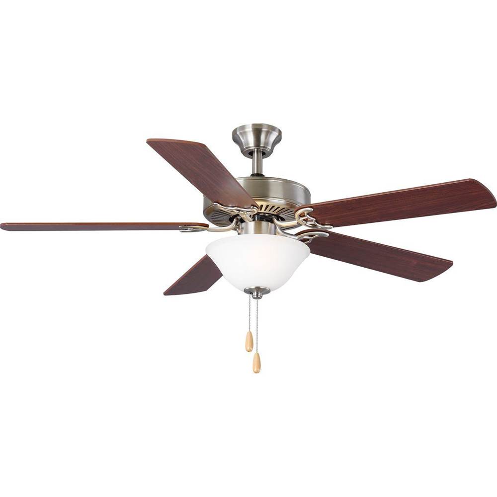 Progress Lighting AirPro Collection 52'' Five-Blade Ceiling fan with White Etched Light Kit