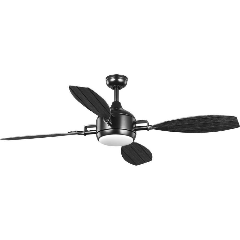 Progress Lighting Rudder Collection Indoor/Outdoor 56'' Four-Blade  Black Ceiling Fan