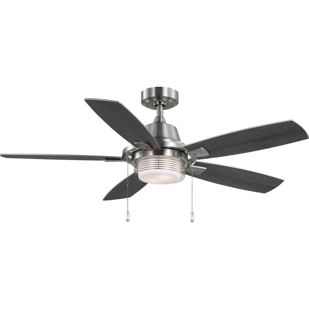 Progress Lighting Freestone Collection 52 in. Five-Blade Brushed Nickel Transitional Ceiling Fan with LED lamped Light Kit