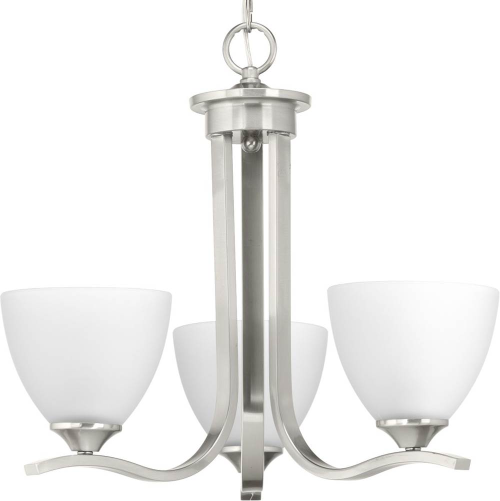 Progress Lighting Laird Collection Three-Light Brushed Nickel Etched Glass Traditional Chandelier Light