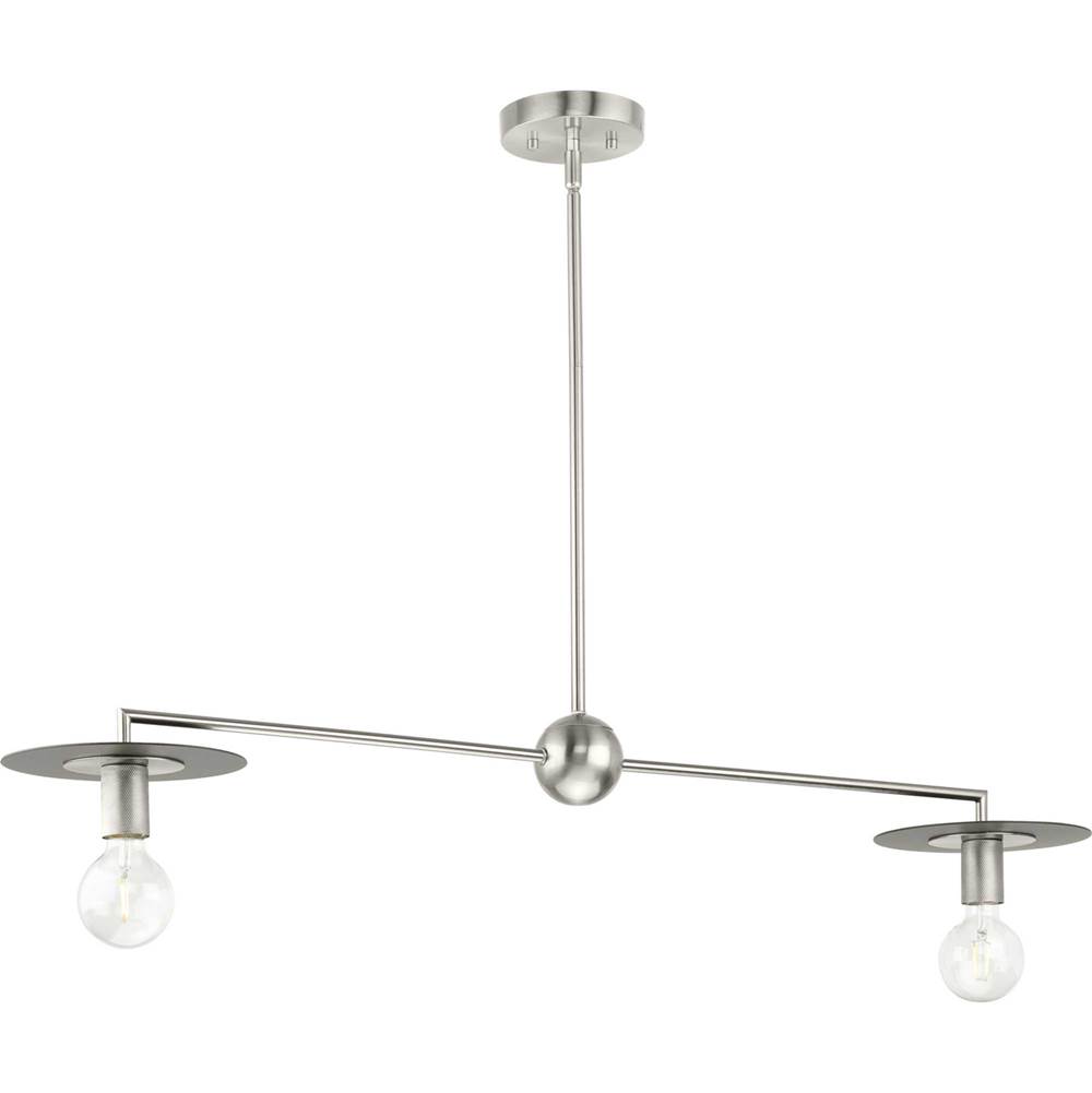 Progress Lighting Trimble Collection Two-Light Brushed Nickel Linear Chandelier
