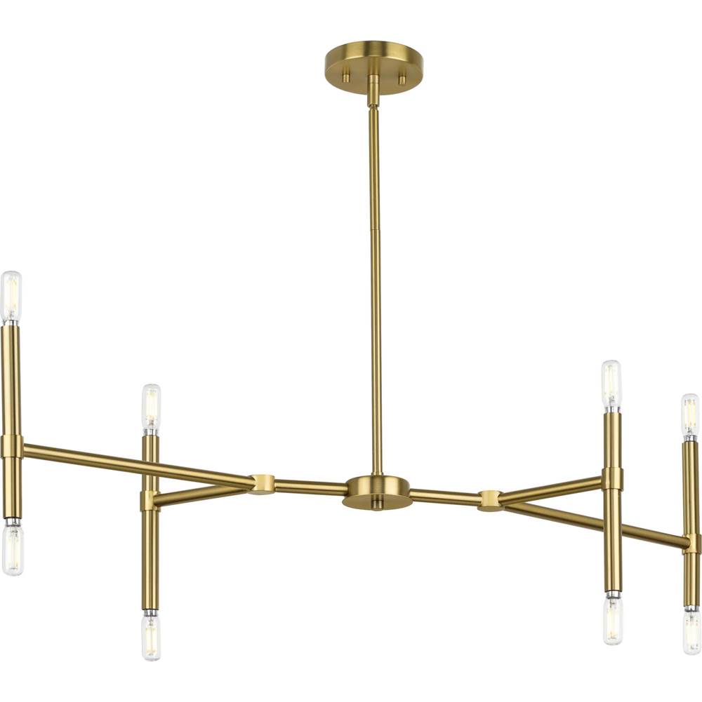 Progress Lighting Arya Collection Eight-Light Brushed Gold Luxe Linear Chandelier