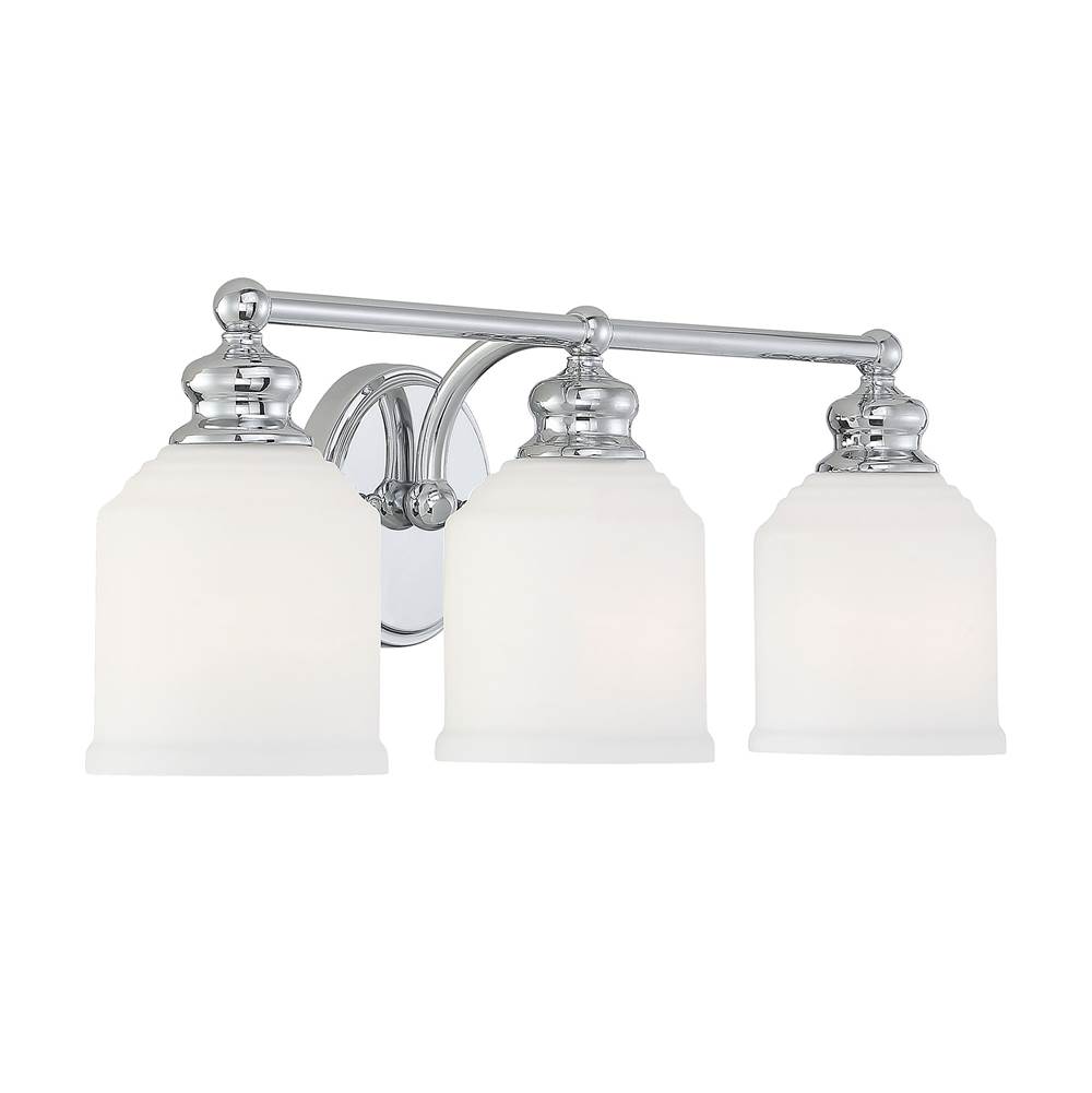 Savoy House Melrose 3-Light Bathroom Vanity Light in Polished Chrome