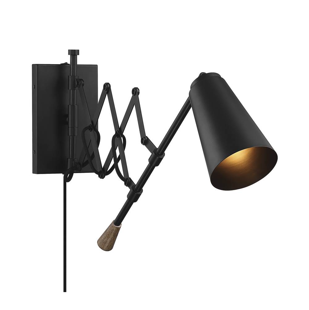 Savoy House 1-Light Adjustable Wall Sconce in Matte Black