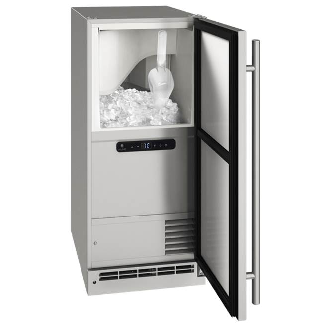 U Line Outdoor Clear Ice Machine 15'' Reversible Hinge Stainless 115v