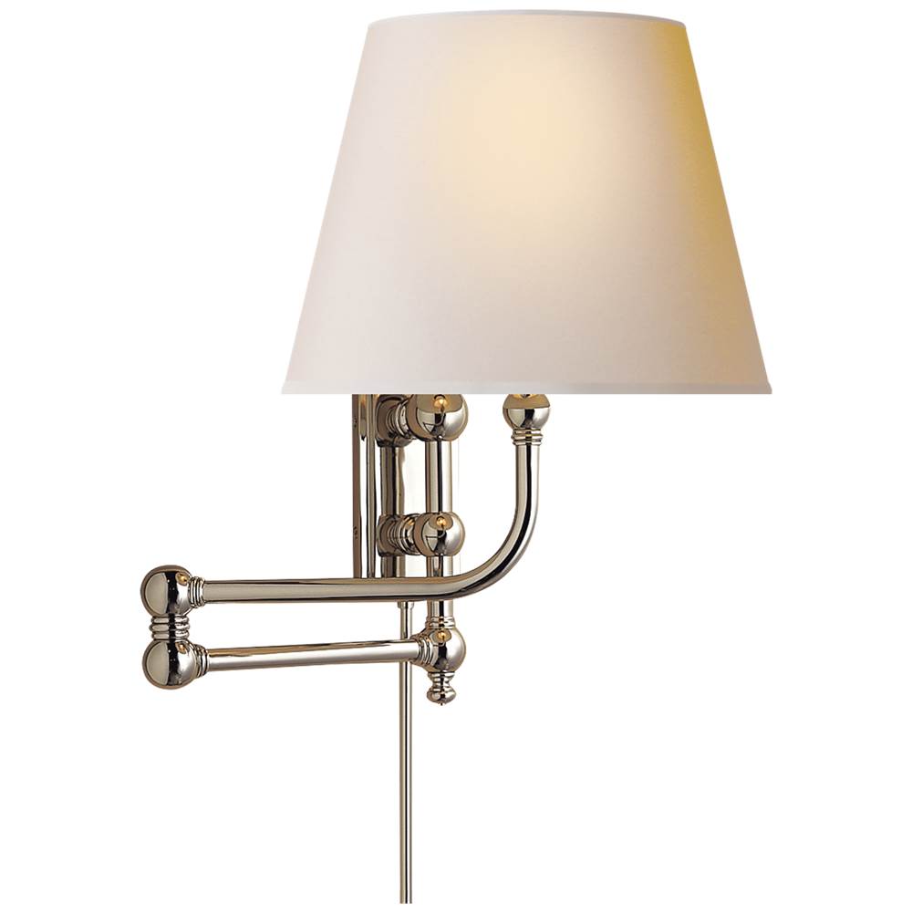 Visual Comfort Signature Collection Pimlico Swing Arm in Polished Nickel with Natural Paper Shade