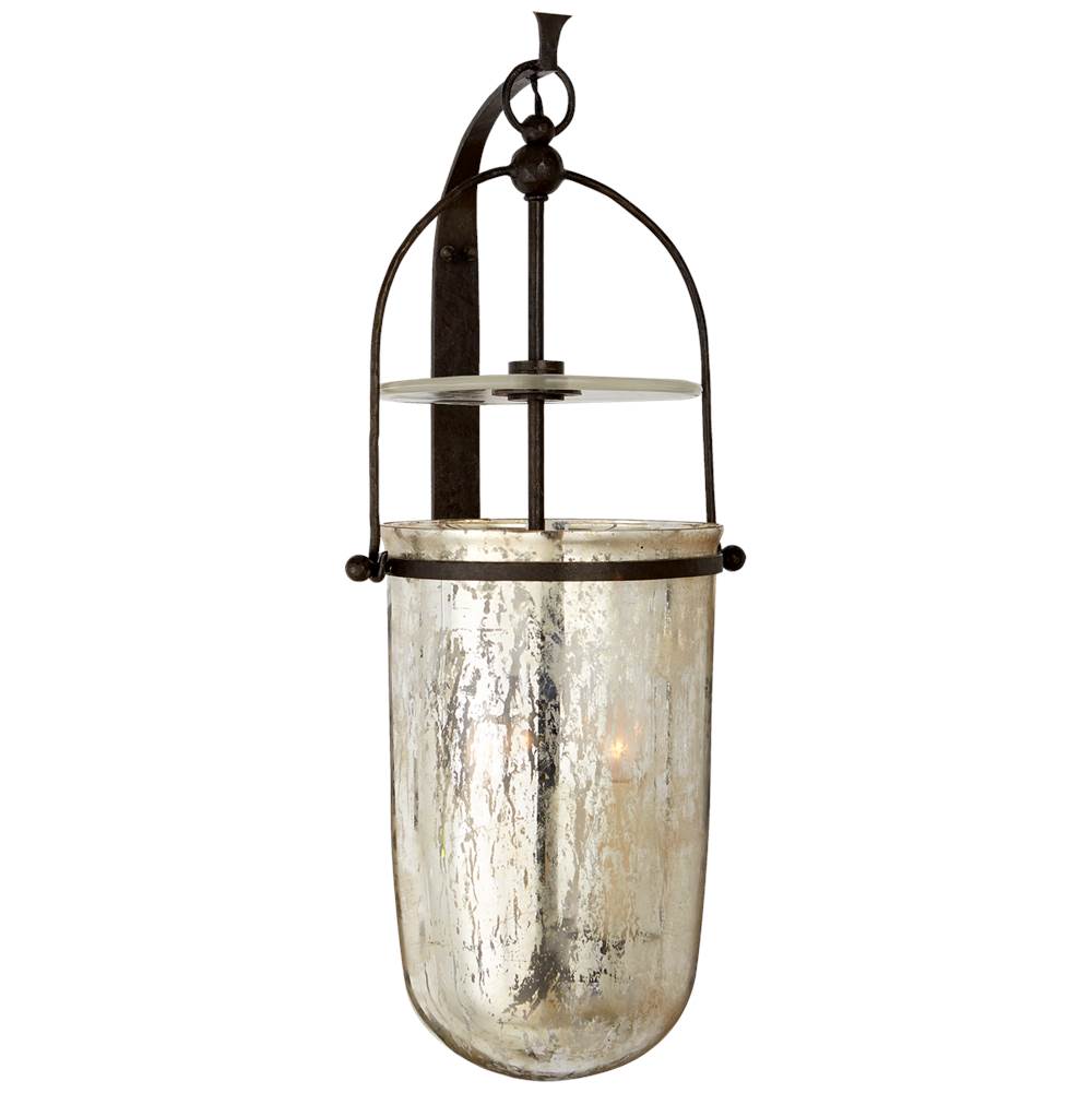 Visual Comfort Signature Collection Lorford Medium Sconce in Aged Iron with Antiqued Mercury Glass