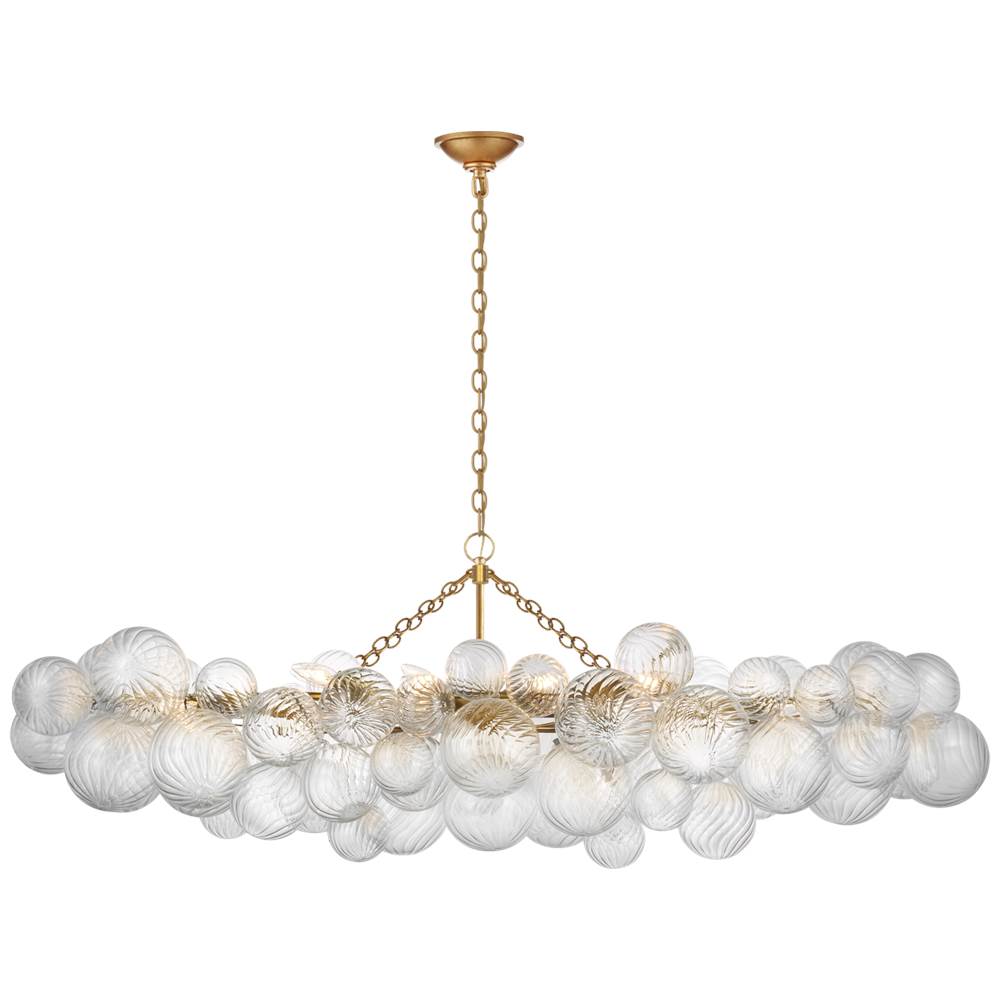 Visual Comfort Signature Collection Talia Large Linear Chandelier in Gild with Clear Swirled Glass