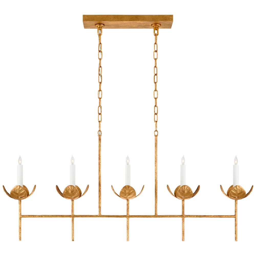 Visual Comfort Signature Collection Illana Large Linear Chandelier in Antique Gold Leaf