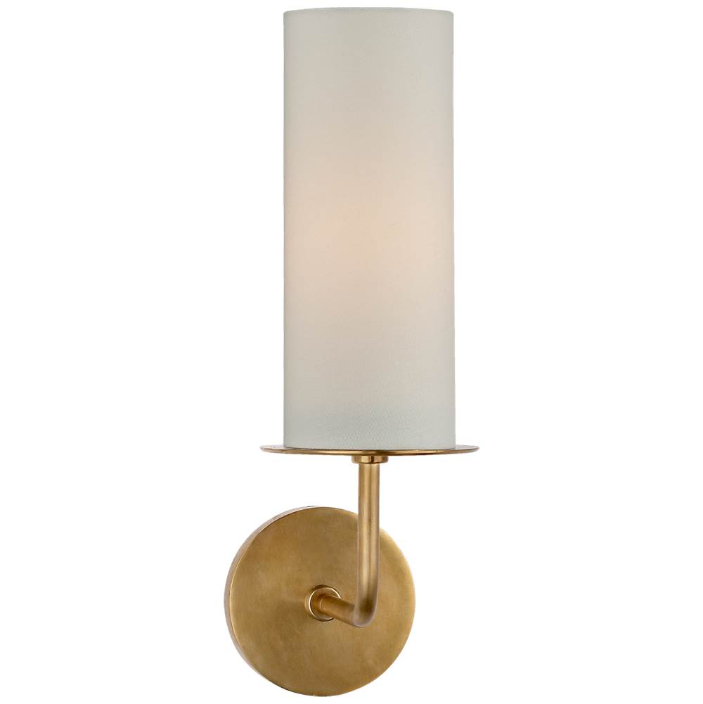 Visual Comfort Signature Collection Larabee Single Sconce in Soft Brass with Cream Linen Shade
