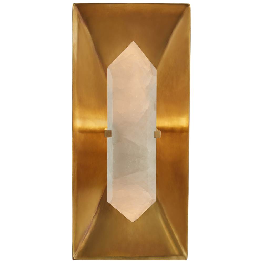 Visual Comfort Signature Collection Halcyon Rectangle Sconce in Antique-Burnished Brass and Quartz