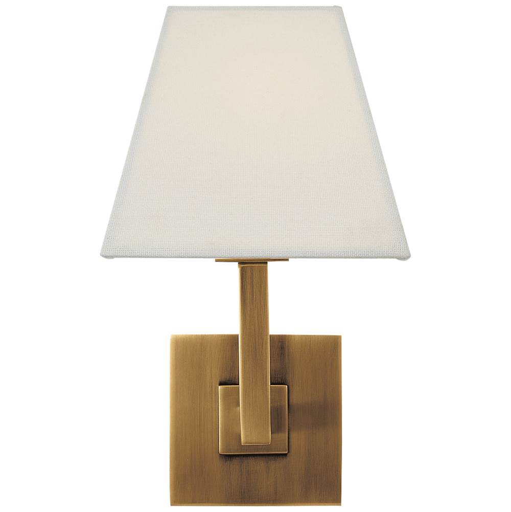 Visual Comfort Signature Collection Architectural Wall Sconce in Hand-Rubbed Antique Brass with Square Linen Shade
