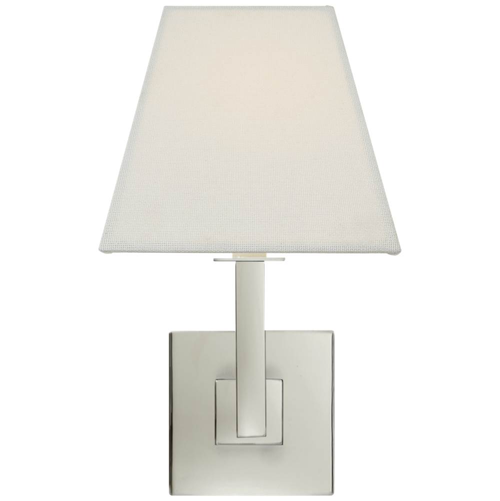 Visual Comfort Signature Collection Architectural Wall Sconce in Polished Nickel with Square Linen Shade