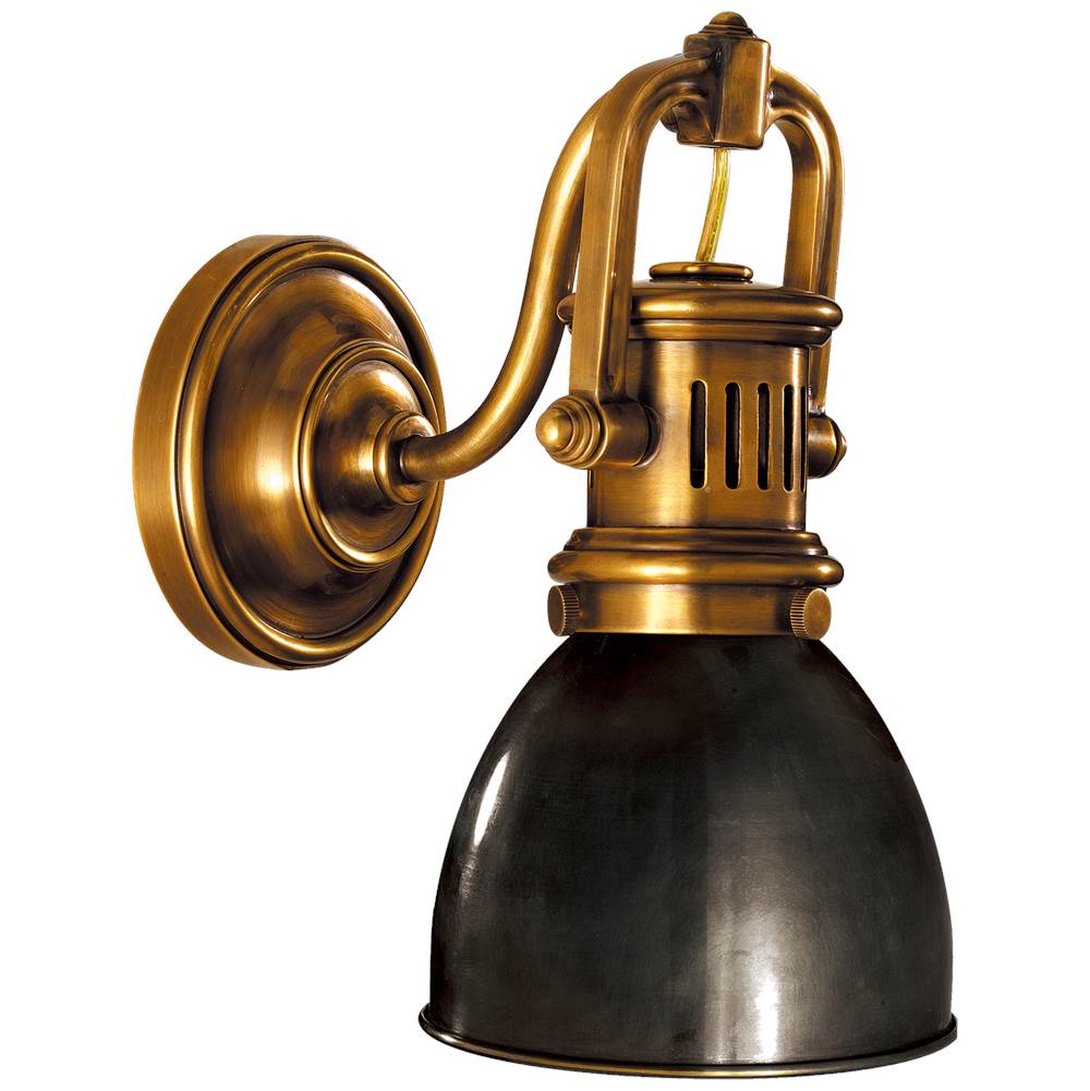 Visual Comfort Signature Collection Yoke Suspended Sconce in Hand-Rubbed Antique Brass with Bronze Shade