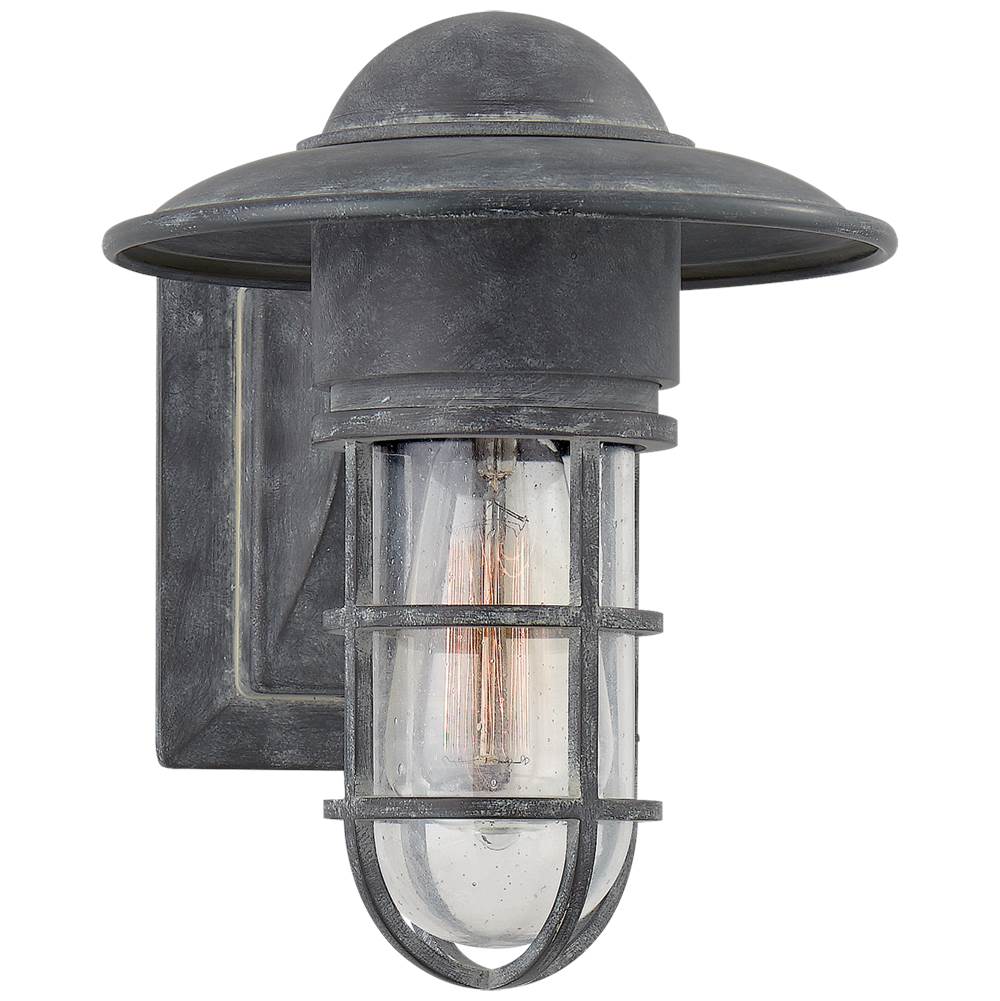Visual Comfort Signature Collection Marine Indoor/Outdoor Wall Light in Weathered Zinc with Seeded Glass