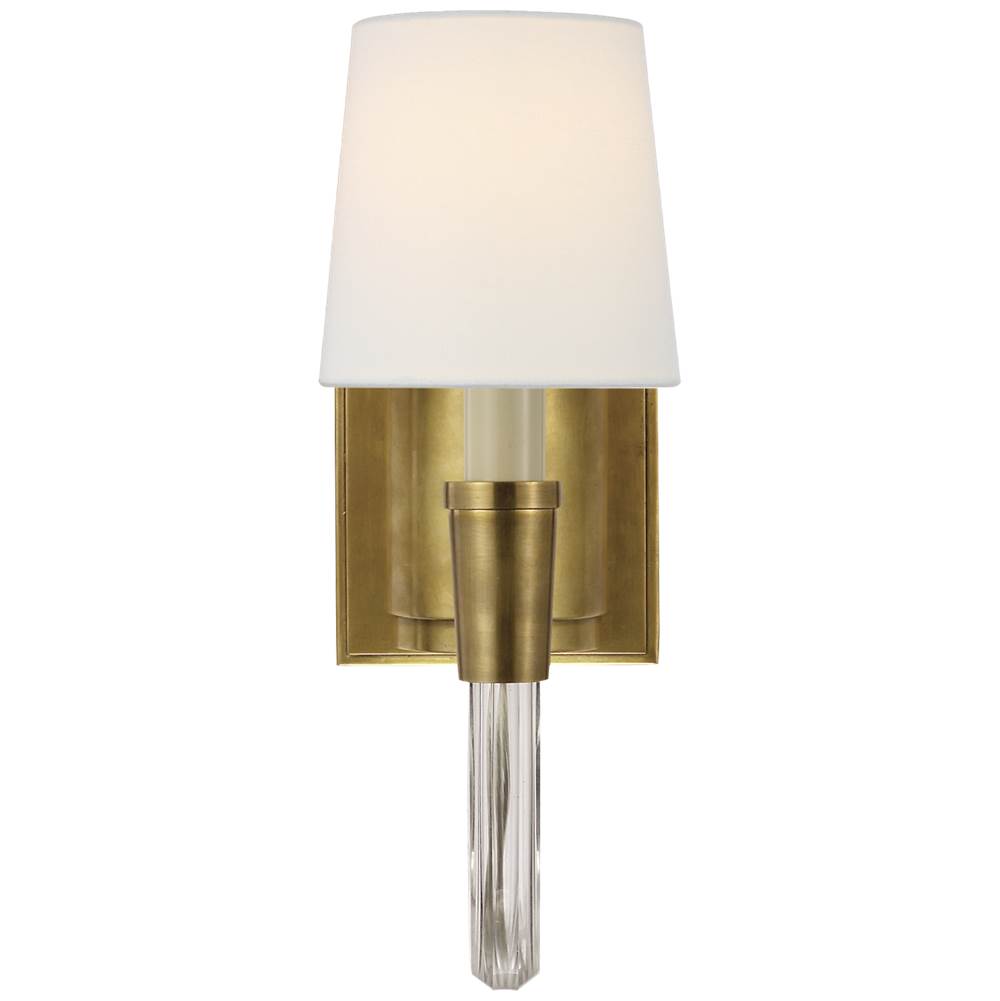 Visual Comfort Signature Collection Vivian Single Sconce in Hand-Rubbed Antique Brass with Linen Shade