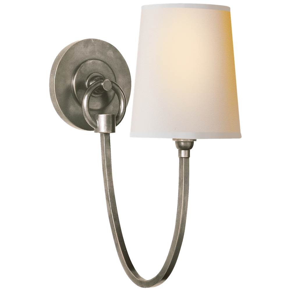 Visual Comfort Signature Collection Reed Single Sconce in Antique Nickel with Natural Paper Shade