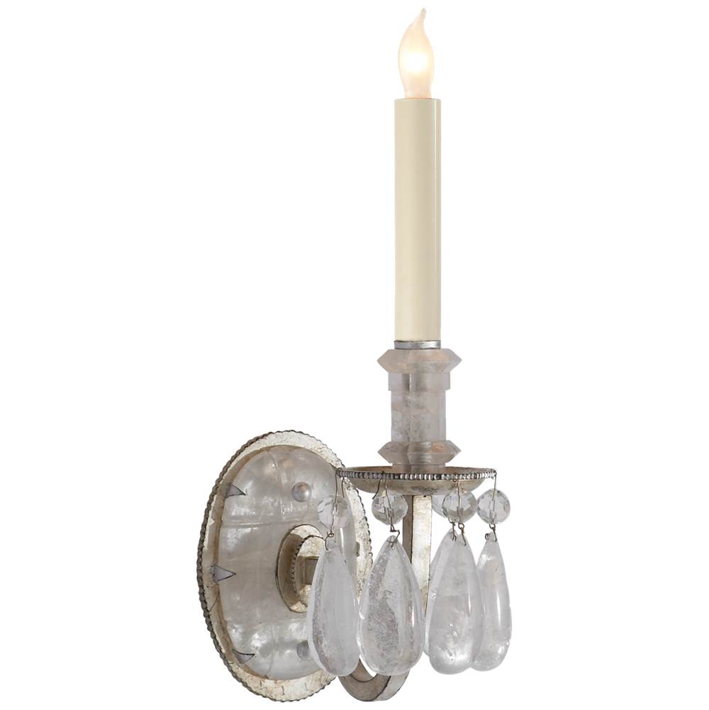 Visual Comfort Signature Collection Elizabeth Single Sconce in Burnished Silver Leaf with Quartz