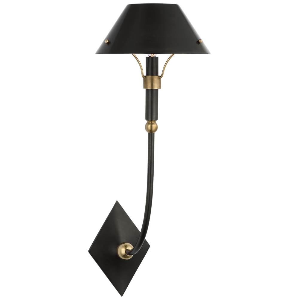 Visual Comfort Signature Collection Turlington Large Sconce in Bronze and Hand-Rubbed Antique Brass with Bronze Shade
