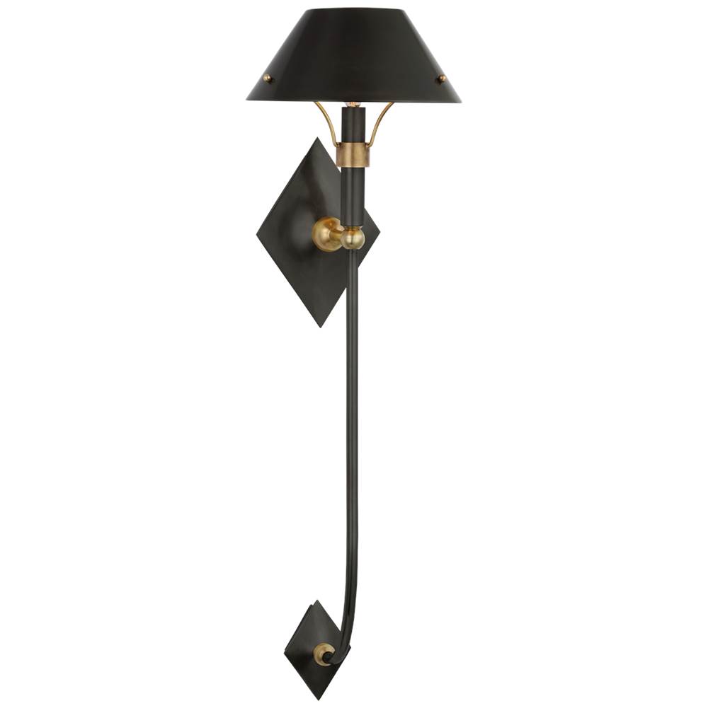 Visual Comfort Signature Collection Turlington XL Sconce in Bronze and Hand-Rubbed Antique Brass with Bronze Shade