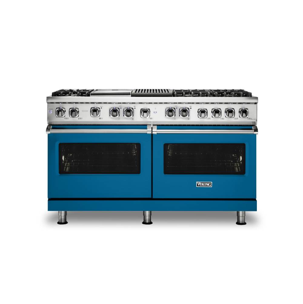 Viking 60''W./24''D. Dual Fuel Self-Clean Sealed Burner Range-6 Burners/Griddle&Grill-Alluvial Blue-LP