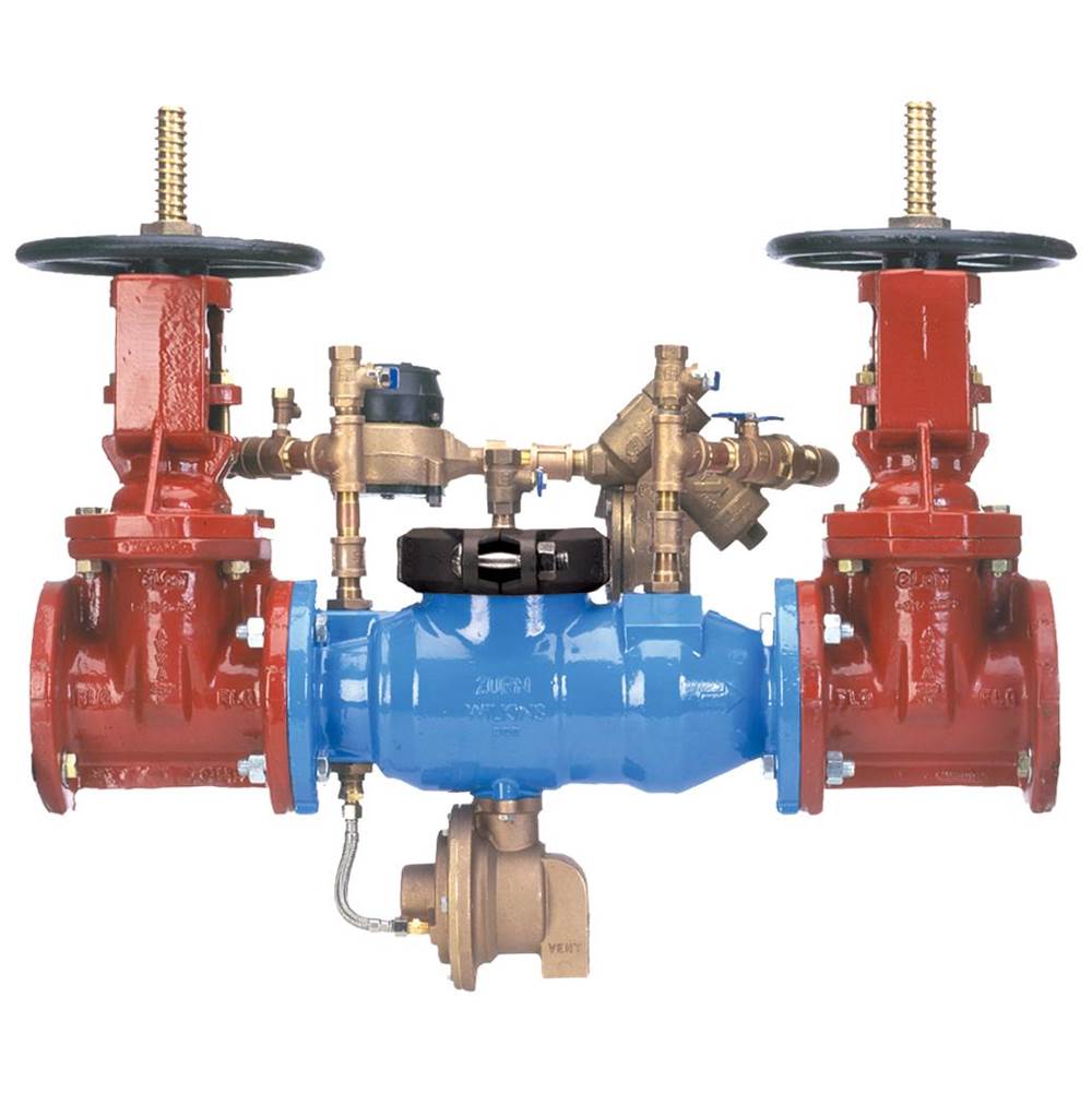 Zurn Industries 6'' 375DA Reduced Pressure Principle Backflow Preventer with cu ft/min meter bypass and grooved end OSandY gate Vlvs