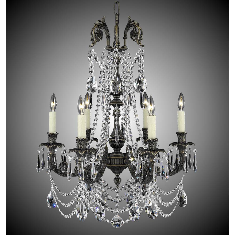 American Brass And Crystal 6 Light Finisterra with draping Chandelier